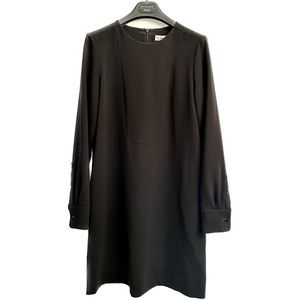 Max Mara Black Long Sleeve Knee Length Dress Tunic w Pockets Bauhaus Collection